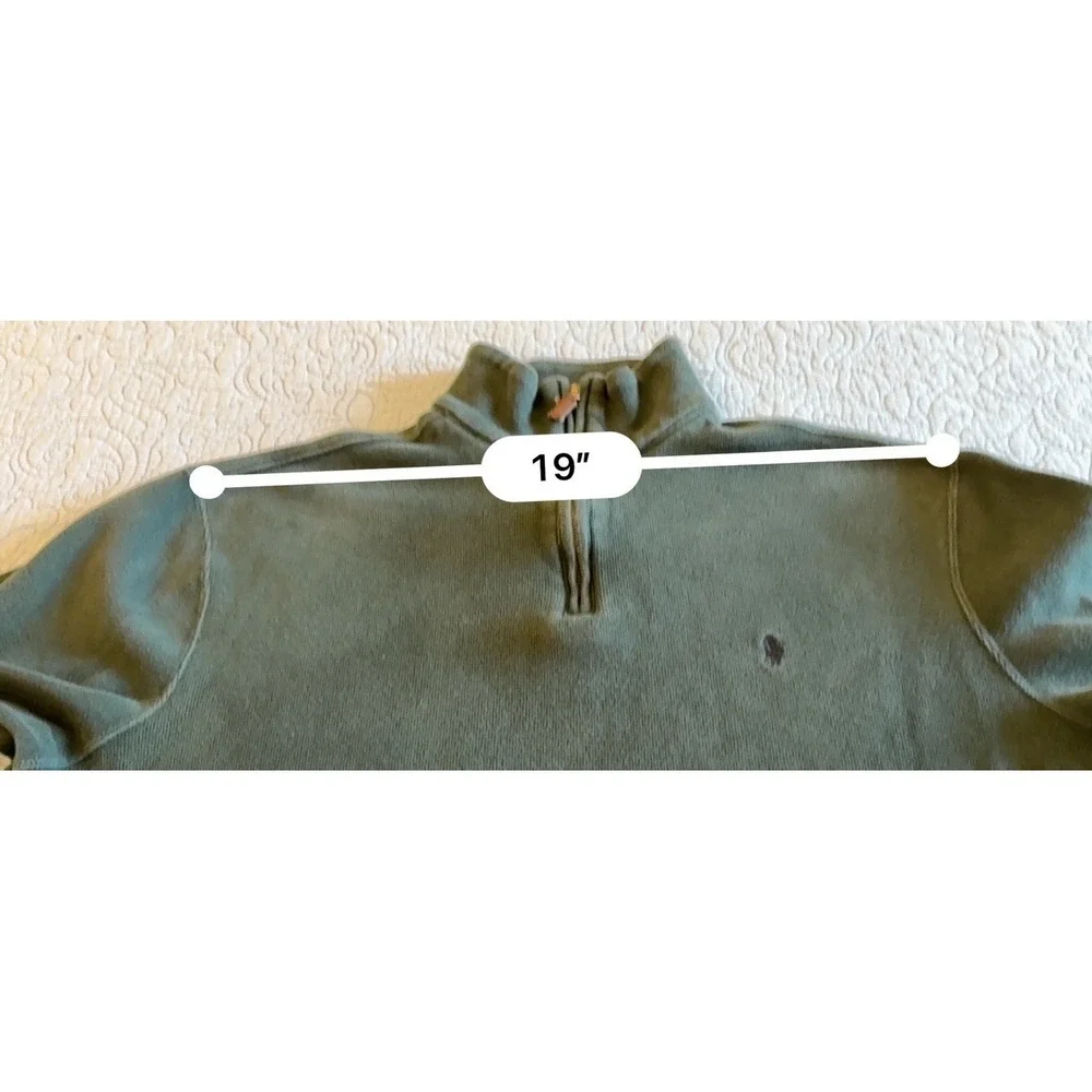 Polo Ralph Lauren Mens Large Long Sleeve 1/4 Zip Pullover Green Sweater